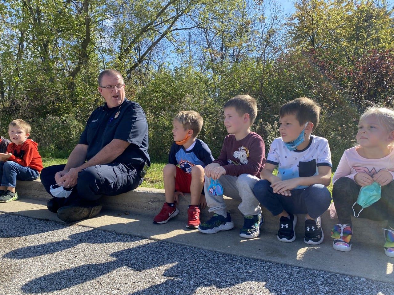 Fire Marshal Kevin talking with kids