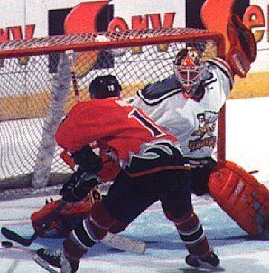 Mike in goal for the Griffins